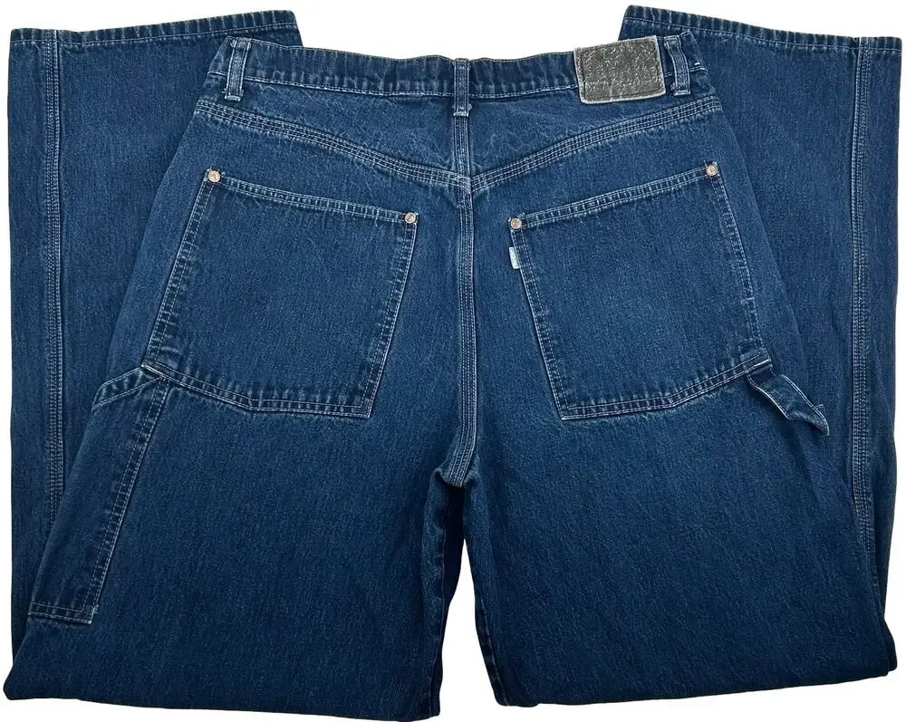 Vintage y2k Mens Levis SilverTab Baggy Skater Carpenter Blue Denim Jeans (34x32)